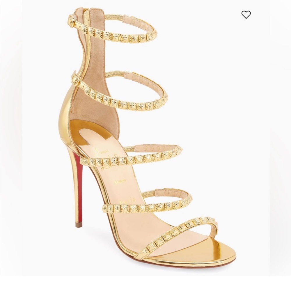 Christian Louboutin gold heels forever girl 100 specchio